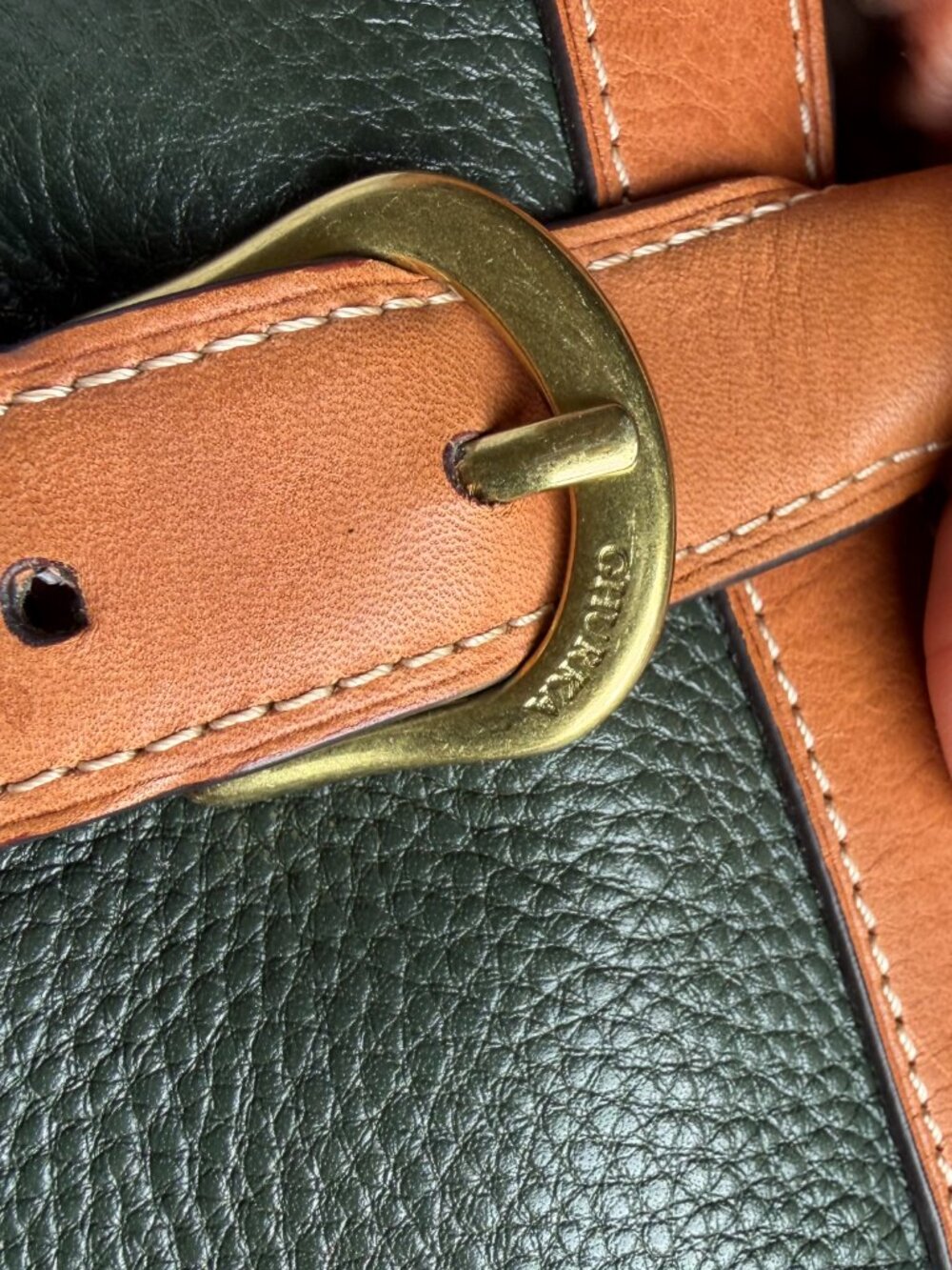 Ghurka Original Heritage D-Ring Hunter Green Pebble Leather Tote Bag exc - Picture 3 of 14